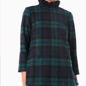 Tuckernuck Blackwatch navy and green Plaid Faye Blouse, large